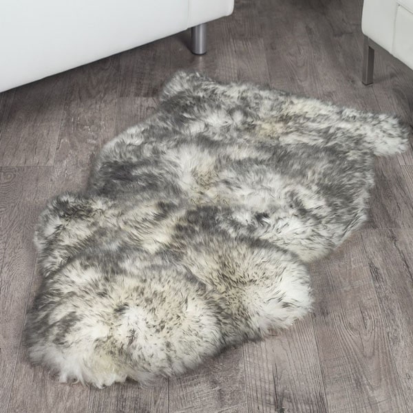 White With Grey Tips Single Sheep Skin Rug Eaglewools