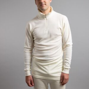 Merino Skins - Long Sleeve Zip Front White